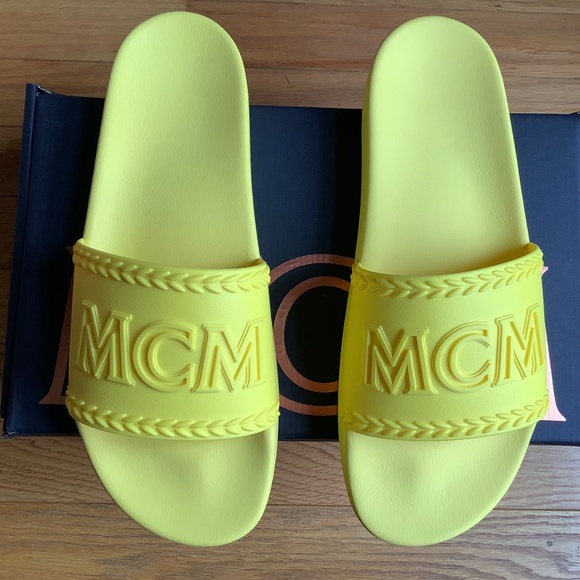 MCM Logo Slide Sandals Yellow SZ12 main image 11